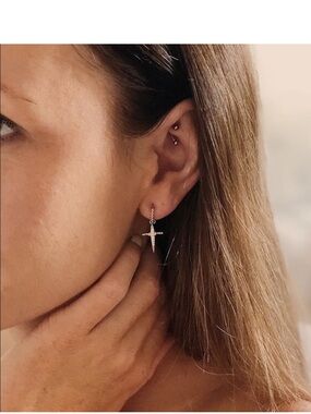 Golden cross and Luna earrings set